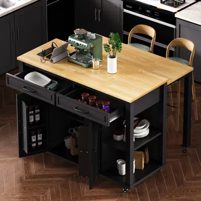 Streamdale Furniture Streamdale Kitchen Island With Extendable Table & Storage