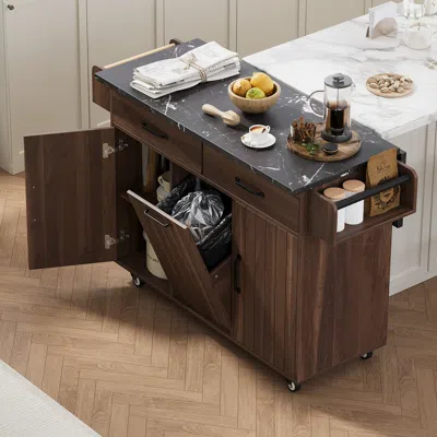 Streamdale Furniture Streamdale Kitchen Island With Trash Can Storage Cabinet