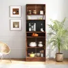 Streamdale Furniture Streamdale Kitchen Pantry Sideboard With Striped Glass Doors