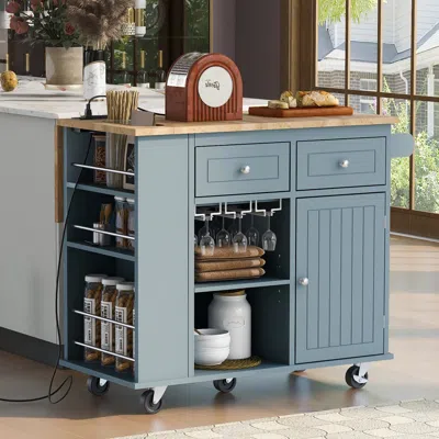 Streamdale Furniture Streamdale Kitchen Storage Island With Power Outlet And Wine Rack