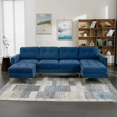 Streamdale Furniture Streamdale L-shape Convertible Sectional Sofa With Ottoman