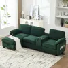 Streamdale Furniture Streamdale L-shape Corduroy Sofa: 4-seater, Usb, Storage, Console & Ottoman In Green