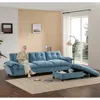 Streamdale Furniture Streamdale L-shape Sectional Sofa W/ Ottoman, Charging, Cup Holder, Storage