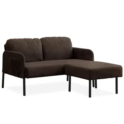 Streamdale Furniture Streamdale L-shaped 2-seater Sofa With Ottoman, Modern Loveseat For Small Spaces