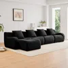 Streamdale Furniture Streamdale L-shaped 4-seat Boneless Sofa, Teddy Fabric, No Assembly, Black