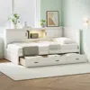 Streamdale Furniture Streamdale L-shaped Bed Frame With Drawer, Bookcase, Led, Usb - White, Full Size