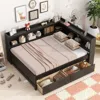 Streamdale Furniture Streamdale L-shaped Bed With Bookcase, Drawers, Usb & Power - Espresso