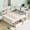 Streamdale Furniture Streamdale L-shaped Bookcase Bed With Power, Usb & Drawers - White In White
