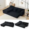 Streamdale Furniture Streamdale L-shaped Corduroy Sectional Sofa Bed - Black