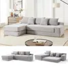 Streamdale Furniture Streamdale L-shaped Corduroy Sectional Sofa Bed - Light Gray
