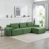 Streamdale Furniture Streamdale L-shaped Corduroy Sectional Sofa Bed - Memory Foam, Steel Frame, Green In Green