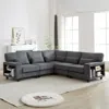 Streamdale Furniture Streamdale L-shaped Corduroy Sectional Sofa With Storage & Cup Holder