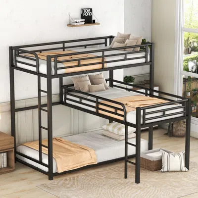 Streamdale Furniture Streamdale L-shaped Metal Triple Twin Size Bunk Bed