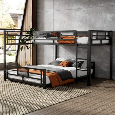 Streamdale Furniture Streamdale L-shaped Metal Twin Over Full Size Bunk Bed