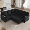 Streamdale Furniture Streamdale L-shaped Pull Out Sleeper Sofa Bed With Storage - Charcoal Black