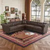 Streamdale Furniture Streamdale L-shaped Sectional Sofa, Reversible Chesterfield Couch, Rolled Arms, Dark Brown Pu Leathe