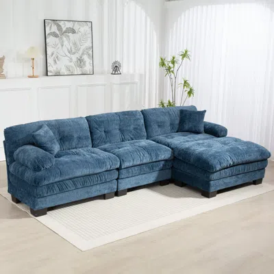 Streamdale Furniture Streamdale L-shaped Sectional Sofa Sleeper Couch - Blue