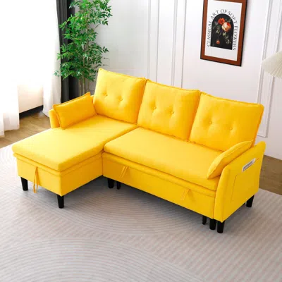 Streamdale Furniture Streamdale L-shaped Sectional Sofa W/ Storage - Yellow Cotton-linen