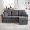 Streamdale Furniture Streamdale L-shaped Sectional Sofa W/ Storage Ottoman, Usb, Cup Holder, Corduroy
