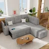 Streamdale Furniture Streamdale L-shaped Sectional With Pullout Bed, Ottoman, And Usb Ports