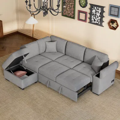 Streamdale Furniture Streamdale L-shaped Sleeper Sectional Sofa With Usb Charge