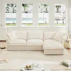 Streamdale Furniture Streamdale L-shaped Slipcovered Sectional Sofa With Ottoman & Pillows
