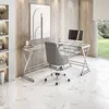 Streamdale Furniture Streamdale L-shaped Tempered Glass Top Computer Desk With Pull Out Keyboard