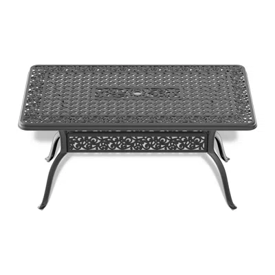 Streamdale Furniture Streamdale L68.90*w35.43-inch Cast Aluminum Patio Dining Table With Black Frame And Umbrella Hole