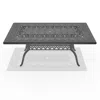 Streamdale Furniture Streamdale L68.90*w35.43-inch Cast Aluminum Patio Dining Table With Black Frame And Umbrella Hole