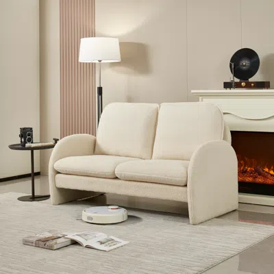 Streamdale Furniture Streamdale Lamb Fabric Loveseat Comfort In White