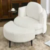 Streamdale Furniture Streamdale Lamb Velvet Sofa Chair With Footstool