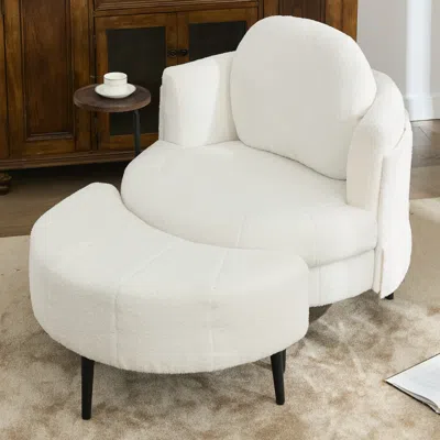 Streamdale Furniture Streamdale Lamb Velvet Sofa Chair With Footstool