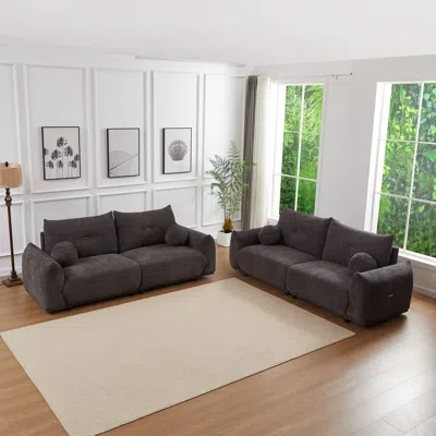 Streamdale Furniture Streamdale Lamb's Wool 2-seater Cushion Sofa 90" Comfortable Sofa For Living Room Bedroom And Other In Gray