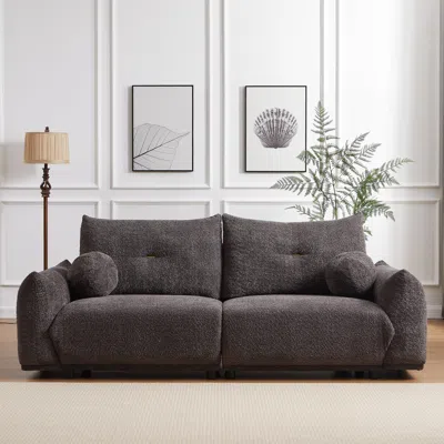 Streamdale Furniture Streamdale Lamb's Wool 2-seater Cushion Sofa 90" Comfortable Sofa For Living Room Bedroom And Other In Gray
