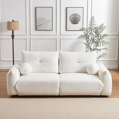 Streamdale Furniture Streamdale Lamb's Wool 2-seater Cushion Sofa 90" Comfortable Sofa For Living Room Bedroom And Other