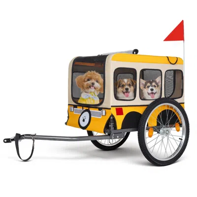 Streamdale Furniture Streamdale Large Folding Dog Bike Trailer - Heavy-duty Steel Frame, 20" Wheels, Yellow