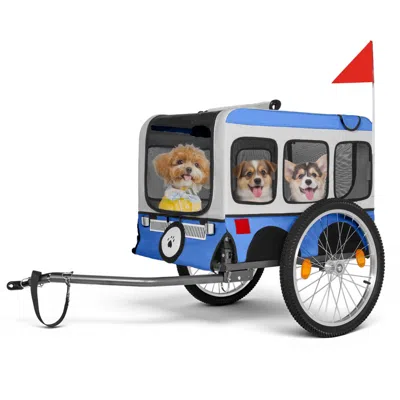 Streamdale Furniture Streamdale Large Folding Dog Bike Trailer - Heavy-duty Steel Frame, Blue