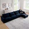 Streamdale Furniture Streamdale Large L Shape Sectional Corduroy Sofa,deep Seat Couch With Storage Footstool And 4 Waist  In Black
