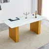 Streamdale Furniture Streamdale Large Modern Rectangular Table With 0.4 Inch Patterned Tabletop And Large Mdf Table Legs