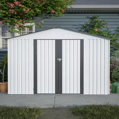 Streamdale Furniture Streamdale Large Outdoor Storage Shed Galvanized Steel
