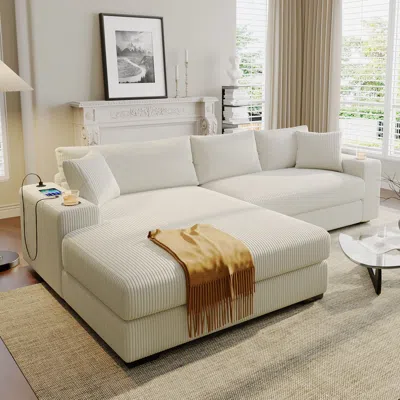 Streamdale Furniture Streamdale Large Sectional Sofa: Thick Cushions, Cup Holders & Charging