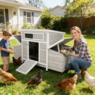 Streamdale Furniture Streamdale Large Wooden Chicken Coop With 2 Nesting Boxes