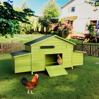 Streamdale Furniture Streamdale Large Wooden Chicken Coop With 2 Nesting Boxes & 2 Doors In Red