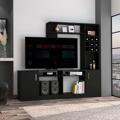 Streamdale Furniture Streamdale Latrou 6-bottle 2-door Entertainment Center Black Wengue