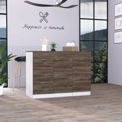 Streamdale Furniture Streamdale Laurel 3-drawer L-shaped Convertible Kitchen Island White And Dark