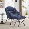 Streamdale Furniture Streamdale Lazy Chair Ottoman Navy Blue