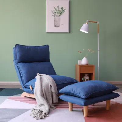 Streamdale Furniture Streamdale Lazy Sofa Balcony Leisure Chair Bedroom Sofa Chair Foldable In Blue