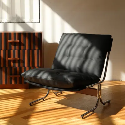 Streamdale Furniture Streamdale Leather Accent Chair With Metal Legs (black)