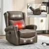 Streamdale Furniture Streamdale Leather Heat Massage Rocker Recliner In Brown