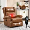 Streamdale Furniture Streamdale Leather Heat Massage Rocker Recliner, Yellow